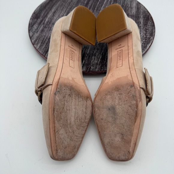 Deltan Loafer Womens 10 Veronica Suede Leather Buckle Square Toe Shoes Beige - Picture 10 of 13